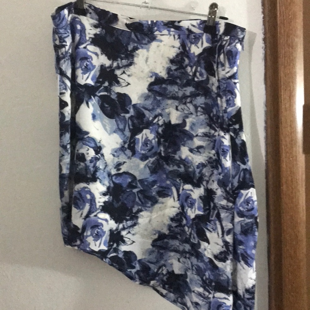 Harve Benard | Blue Rose Floral Asymmetrical Skirt